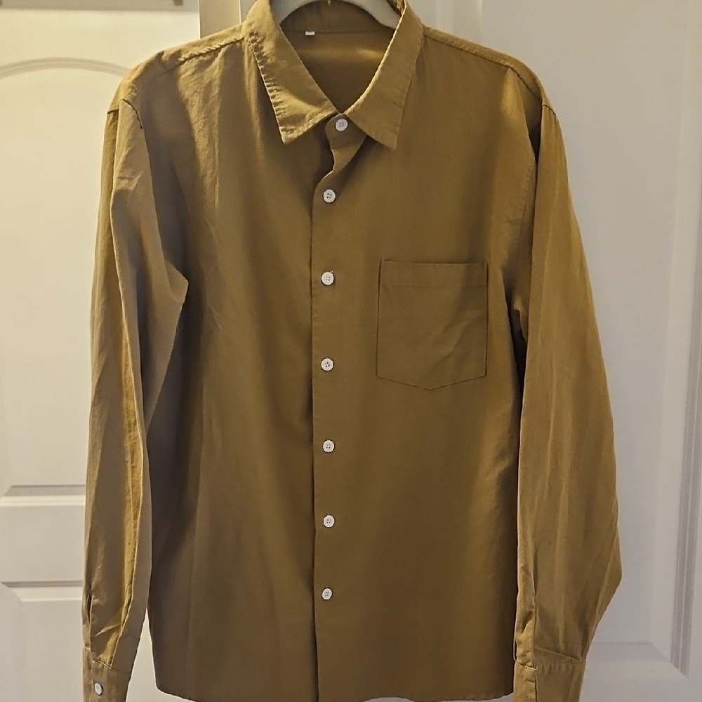 Men's Brown Button-Up Shirt